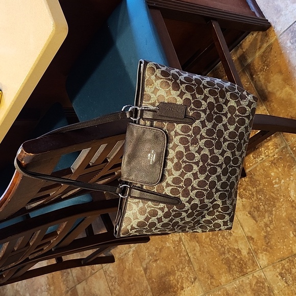 Coach Handbags - Coach Brown Logo Tote 14" X 10" X 6"